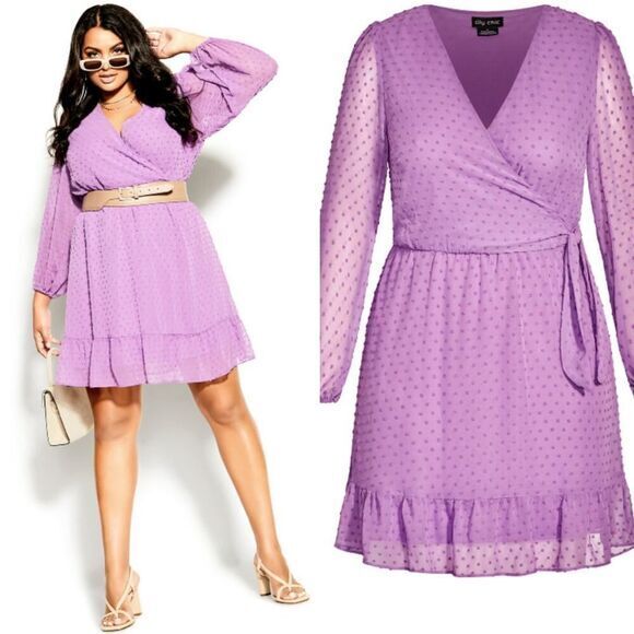 New! City Chic Wild Dobby Dress  lilac purple,  women plus‎ size 18 - Picture 2 of 16